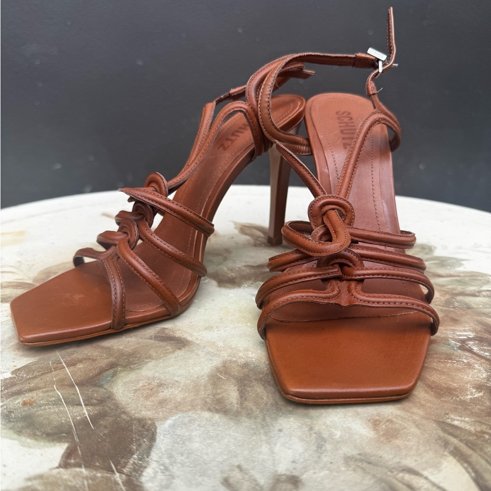 SCHUTZ Brown Knotted Strappy Heels